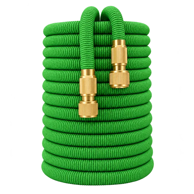 Tuyau d’arrosage extensible Equijet vert avec raccords en laiton